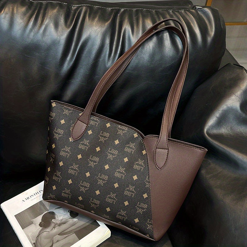 Vintage Printed Tote Bag Zipper Shoulder Bag Sweet Girl's