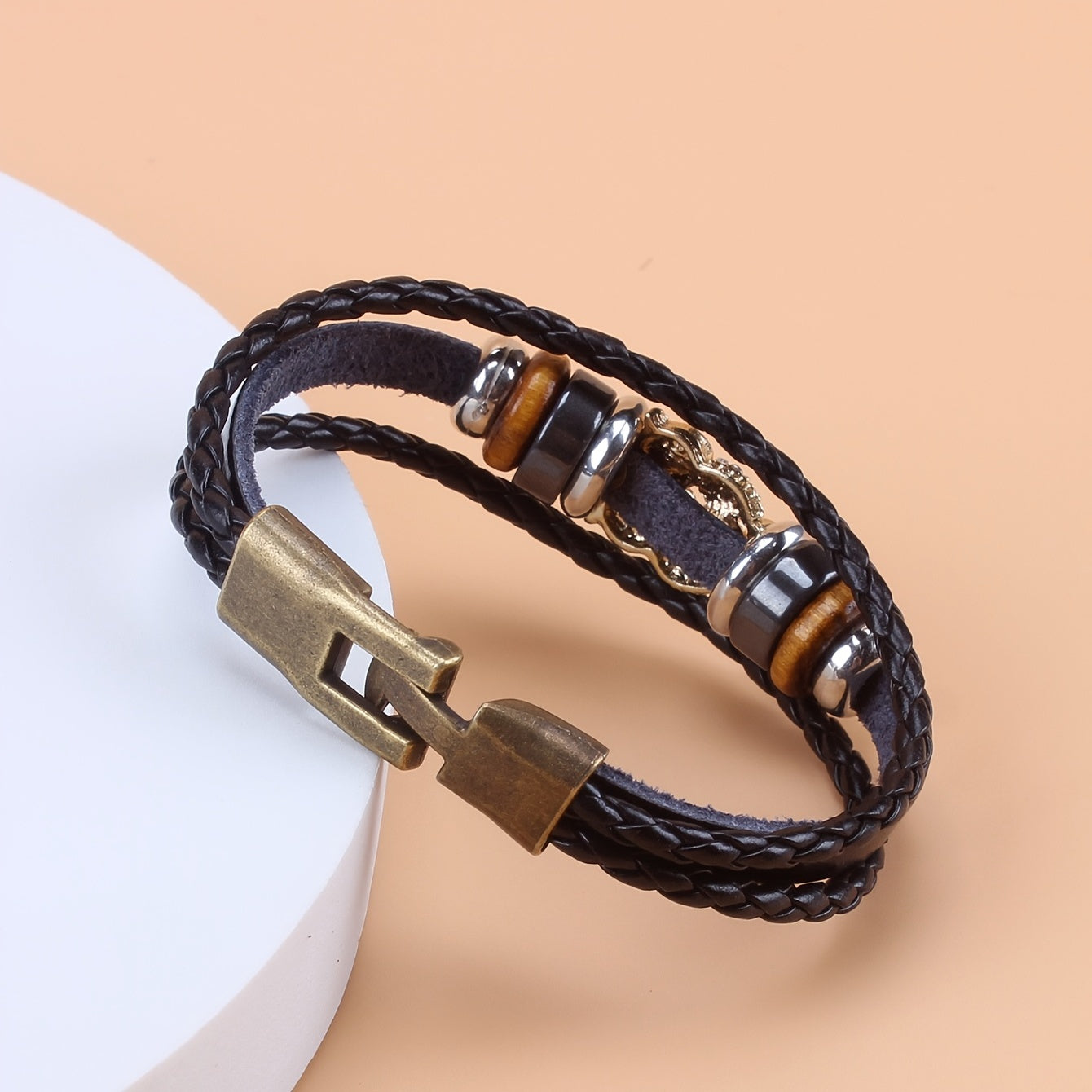 Vintage Owl PU Leather Bracelet with Zircon
