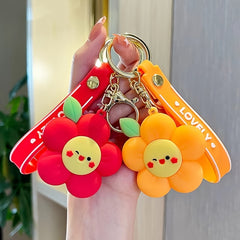 Cartoon Flower Car Key Chain Creative Keychain Ring Lanyard Pendant Accessaries