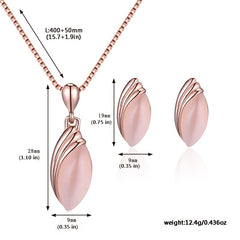 Oval Shape Pendant Necklace & Stud Earrings Set for Women & Girls