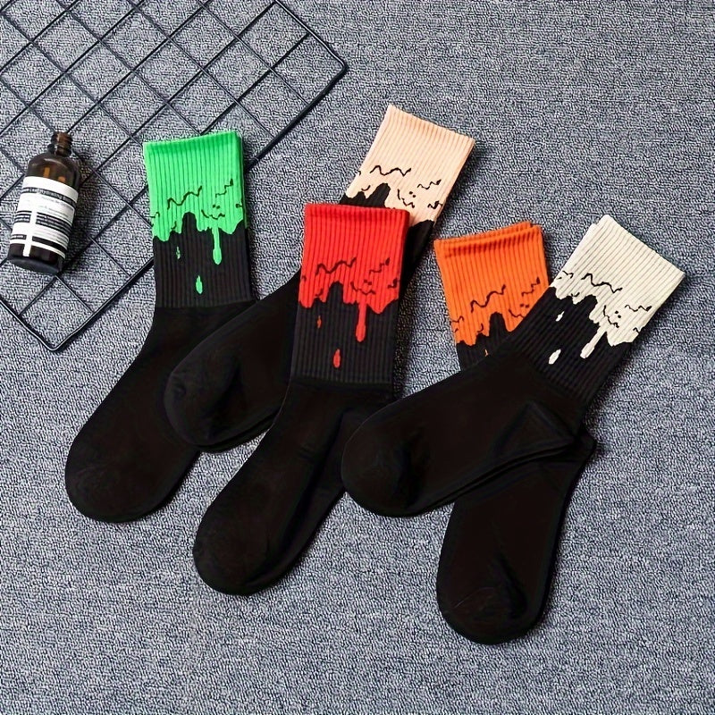 5 Pairs Colorblock Crew Socks Women's Stockings