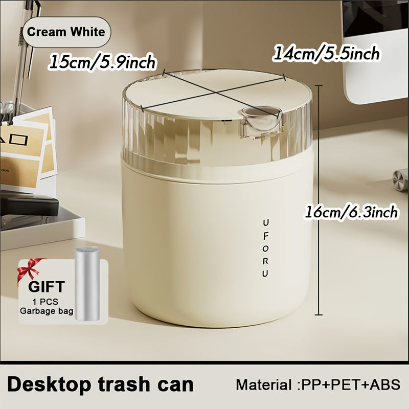 Desktop Trash Can With Lid Waste Bin Home Garbage Basket