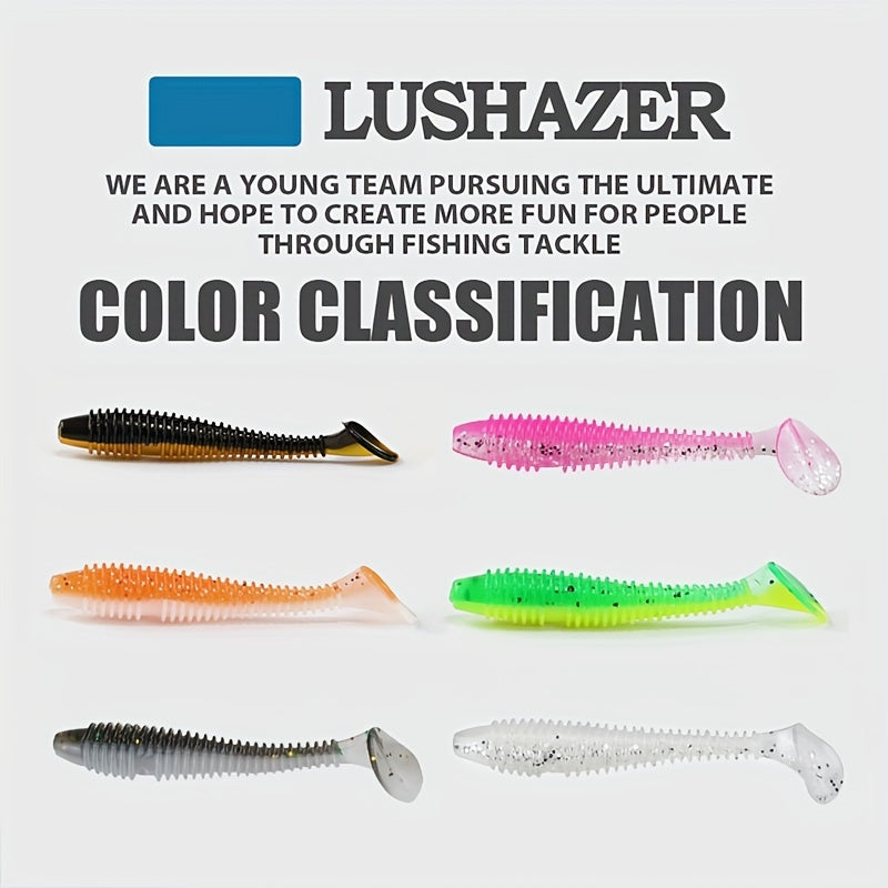 30pcs Paddle Tail Soft Lure Swimbait Slow Sinking Soft Worm