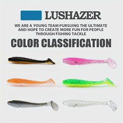 30pcs Paddle Tail Soft Lure Swimbait Slow Sinking Soft Worm