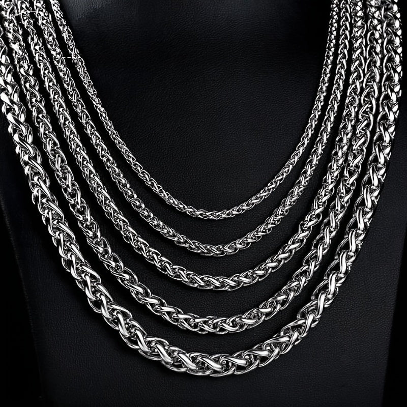Men's Stainless Steel Cut Rope Chain Necklace Dragon Bone Necklace