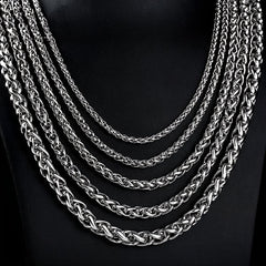 Men's Stainless Steel Cut Rope Chain Necklace Dragon Bone Necklace