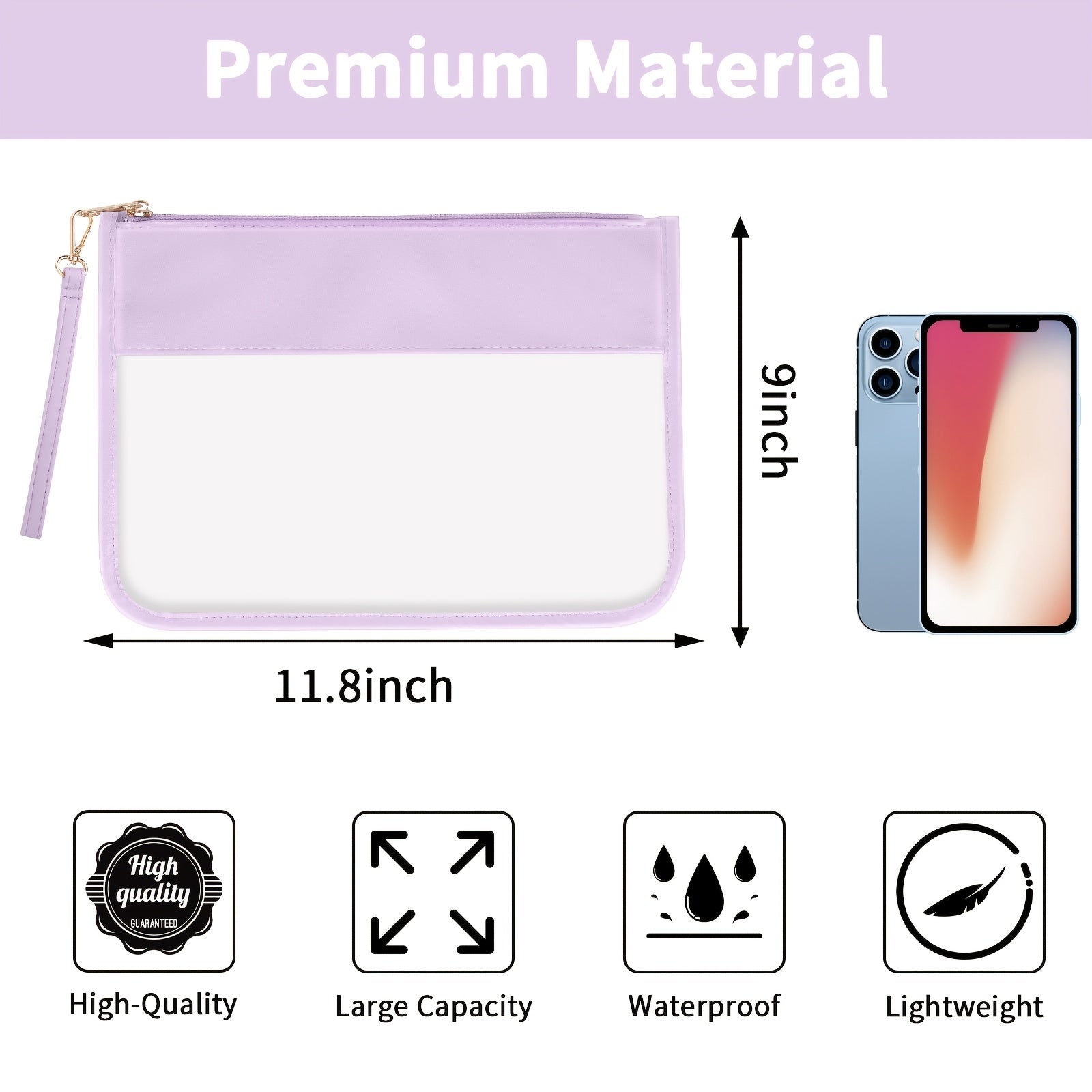 Clear PVC Flat Pouch PU Travel Makeup Bag