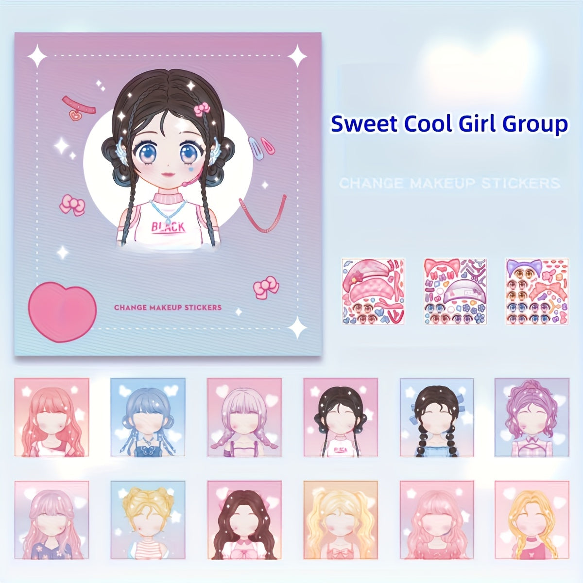 DIY Face Sticker Book with Doll Dress Up Playset