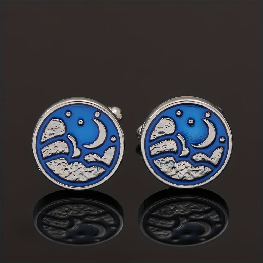 Round Map Cufflink For Men Shirt Cufflinks Wedding Suit