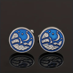 Round Map Cufflink For Men Shirt Cufflinks Wedding Suit