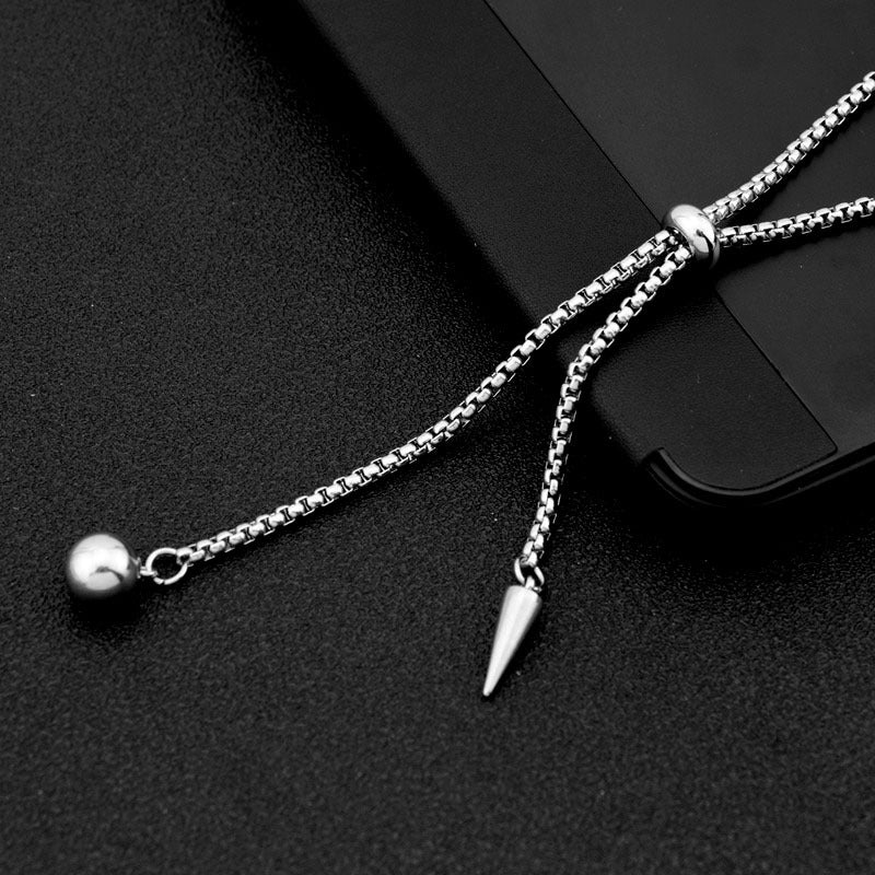 Stainless Steel Rivet Ball Pendant Necklace