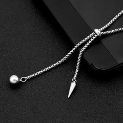 Stainless Steel Rivet Ball Pendant Necklace