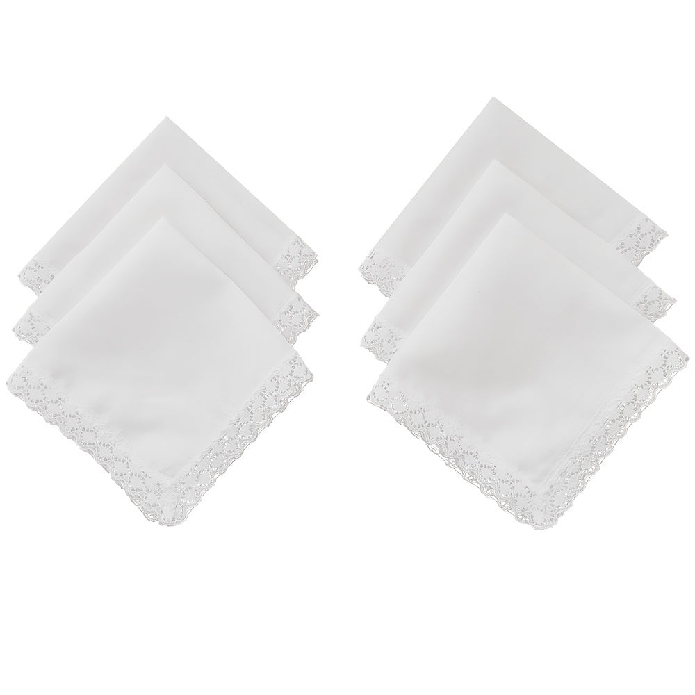 6pcs Lace Trim Handkerchief Set Women's Wedding DIY Decoration