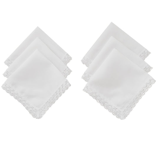 6pcs Lace Trim Handkerchief Set Women's Wedding DIY Decoration