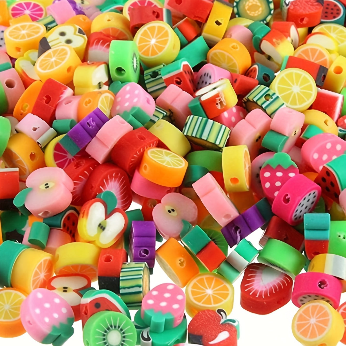 100 Mixed Fruit Polymer Clay Spacer Beads for Jewelry Making DIY Crafts