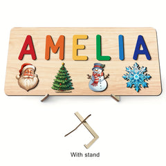 Personalized Kids Christmas Puzzle Toy with Santa Snowman & Tree Designs