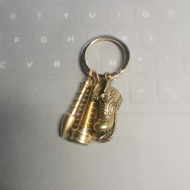 Brass Tower Pen Keychain Pendant Gift For Men Women