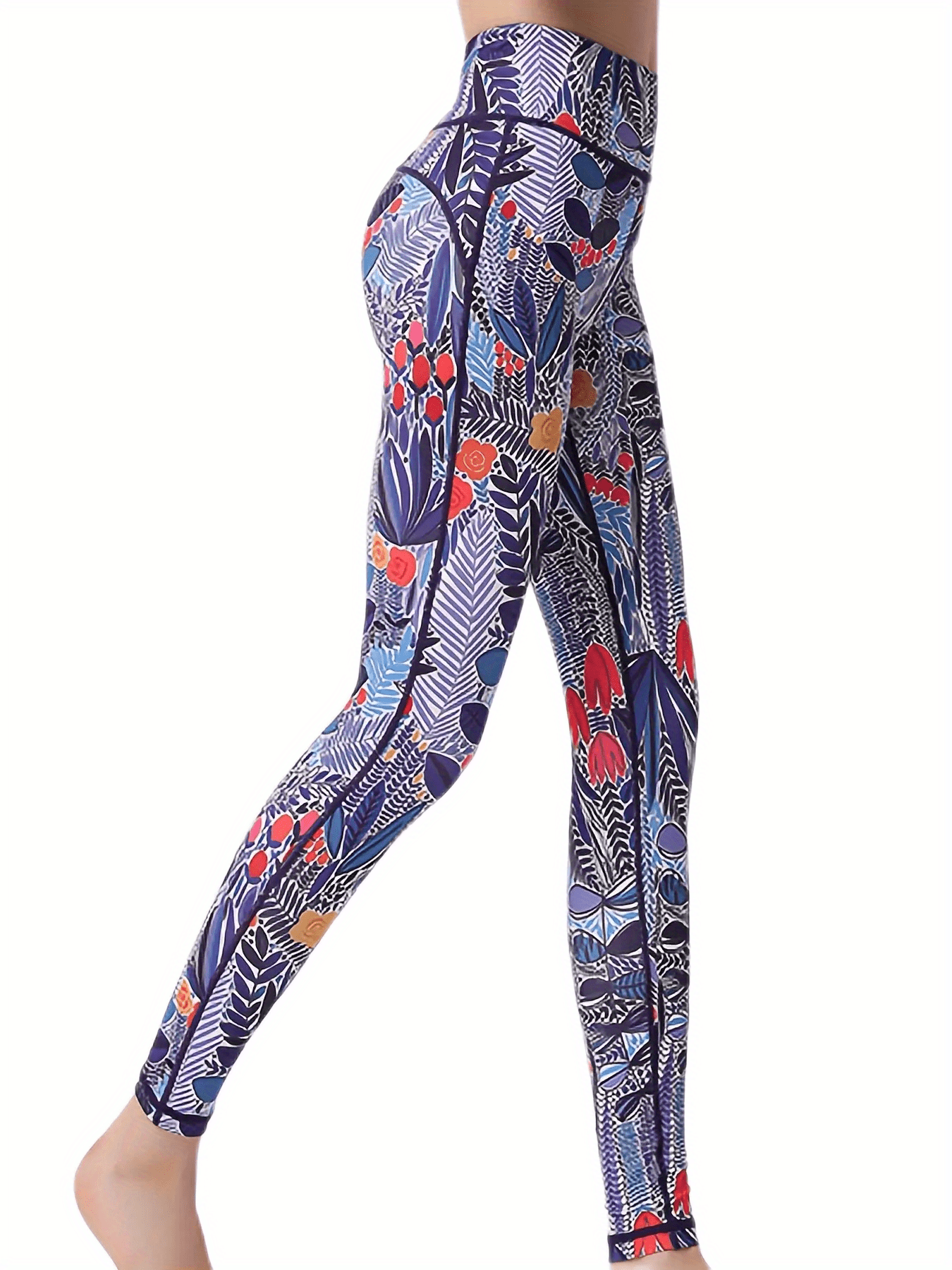 Plant Graphic Yoga Pants Tummy Control Leggings Women's Activewear