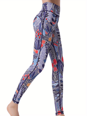 Plant Graphic Yoga Pants Tummy Control Leggings Women's Activewear