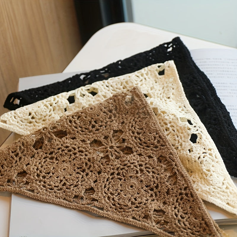 Crochet Flower Triangle Scarf Hairband Knitted Lace Headband