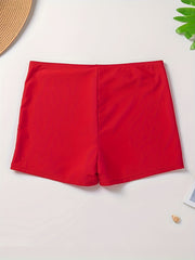 Solid Stretchy Swim Suit Bottoms Elastic Waistband Boxer Trunks