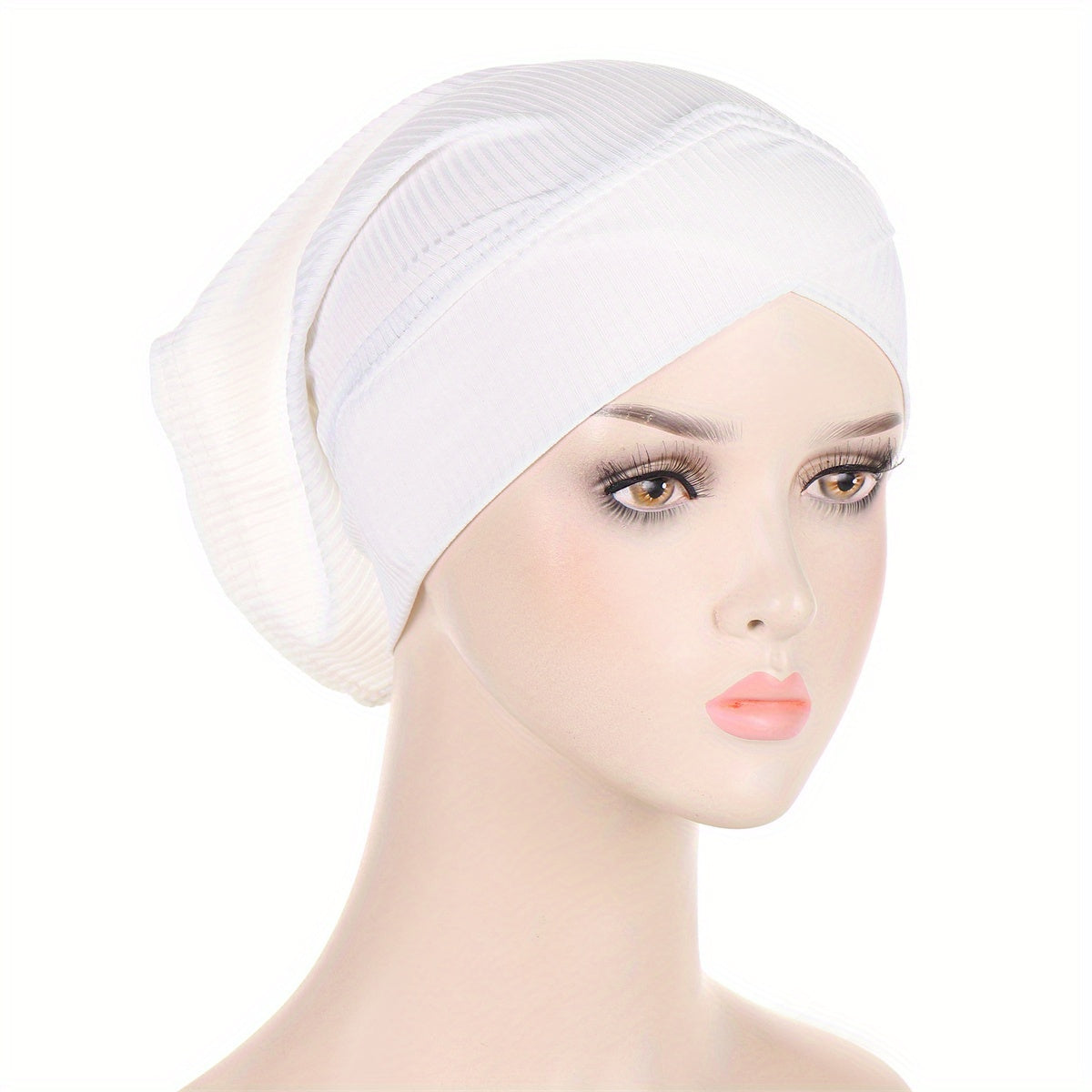 Striped Turban Cap Inner Hijab Hat Elastic Underscarf Beanie Head Wraps