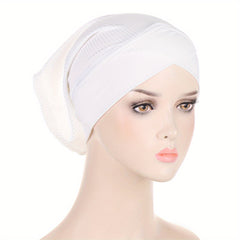 Striped Turban Cap Inner Hijab Hat Elastic Underscarf Beanie Head Wraps