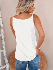 Solid Zip Front Spaghetti Top Casual V neck Sleeveless Cami Top For Summer Women