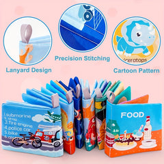 Colorful Educational Cloth Book - 6 Themes, English Letters, Cartoon Patterns