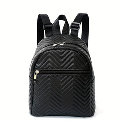 Embroidered PU Leather Small Backpack Waterproof School Travel Bag