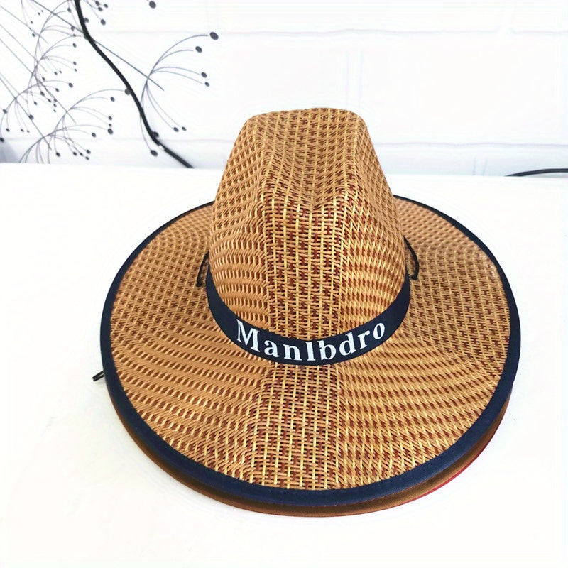 Men's Cowboy Hat Sunshade Straw Hat Men's Summer Outdoor Big Brim