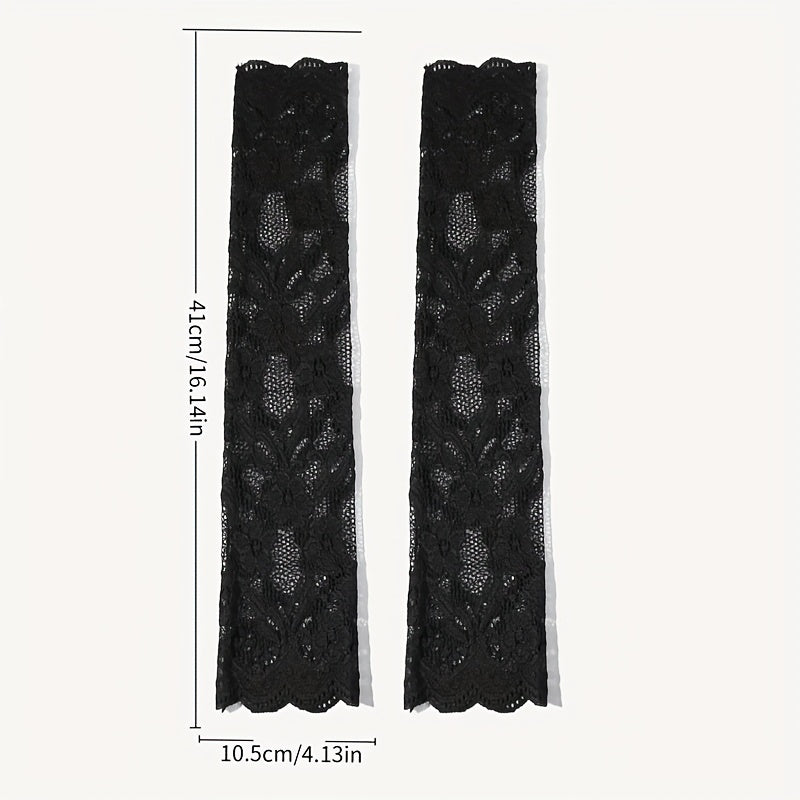 Flower Lace Sleeves Long Gloves Decorative Fingerless Women