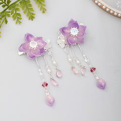 Chinese Tassel Flower Hair Clips Hanfu Hair Accessories 1pair