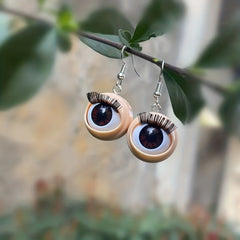 Harajuku Eye Beads Eyelash Earrings