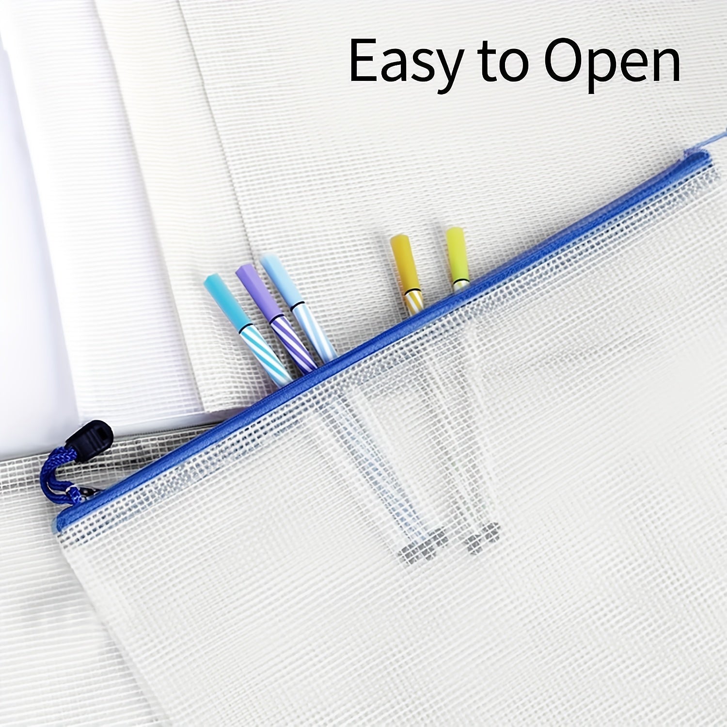 50pcs A4 Size Waterproof Zipper Bag With Tag Belt Mesh Zipper Bag