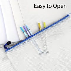 50pcs A4 Size Waterproof Zipper Bag With Tag Belt Mesh Zipper Bag