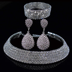 Exaggerated Wedding Jewelry Set Choker Necklace Earrings Bracelet