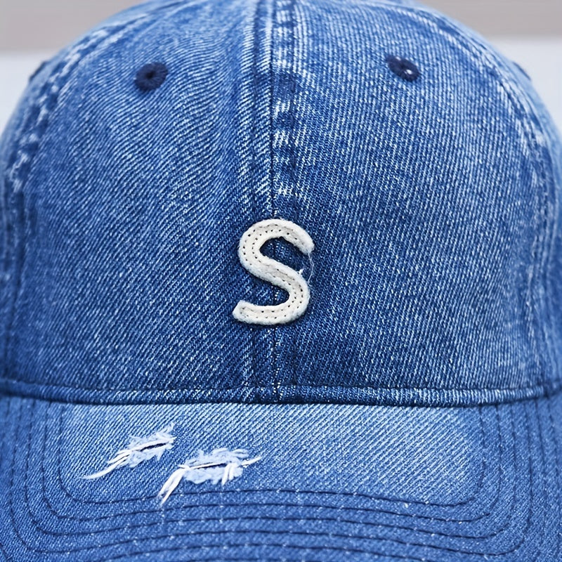 Denim Distressed Dad Hat Baseball Cap Unisex Couple Sun Hats