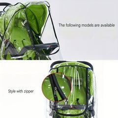 Stroller Rain Cover, Windproof Canopy with Zipper