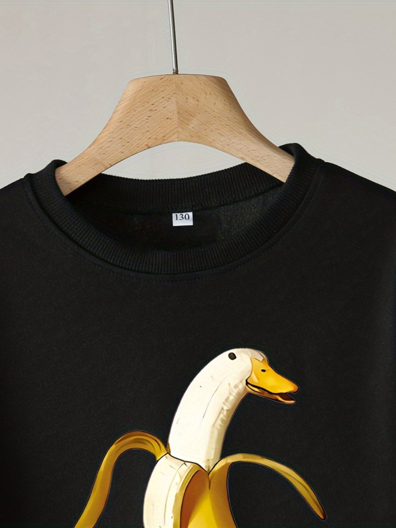 Banana Goose Pattern Boy's 2pcs Sweatshirt & Solid Sweatpants Set