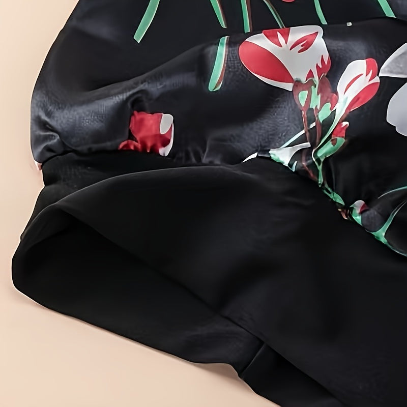 Floral Print Bandana Turban Cap Soft Silk Satin Sleep Cap