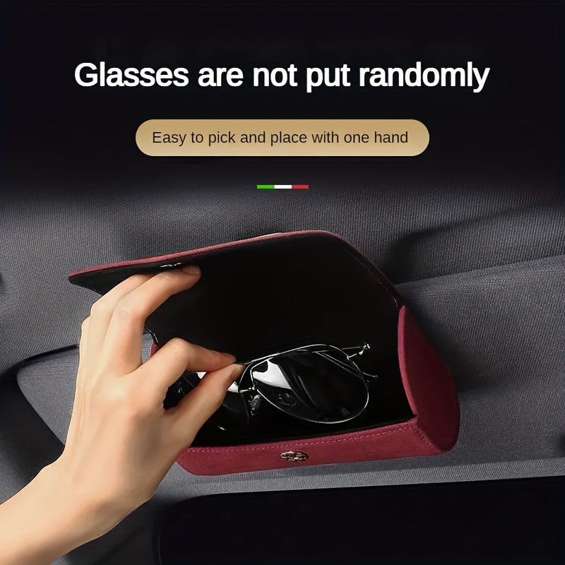 Car Visor Sunglasses Case PU Leather Glasses Holder with Magnetic Closure