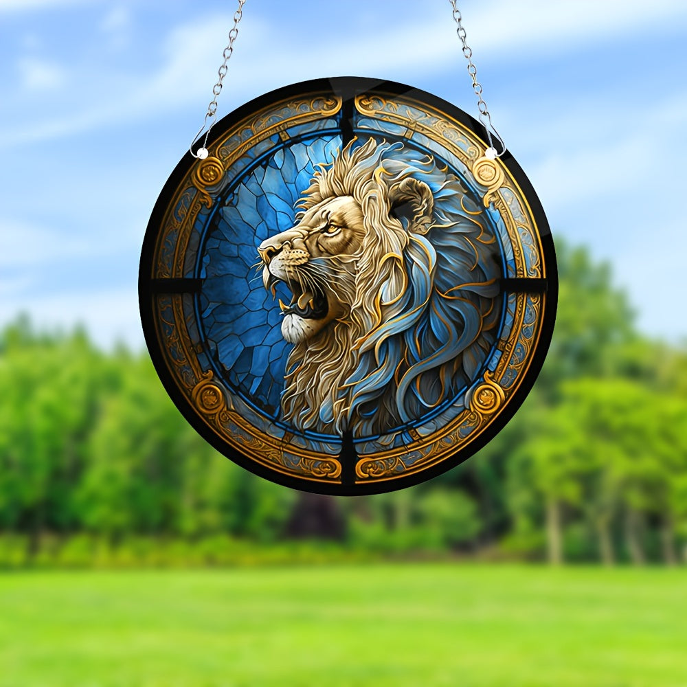 Roaring Lion Round Window Sun Catcher Acrylic Ornament