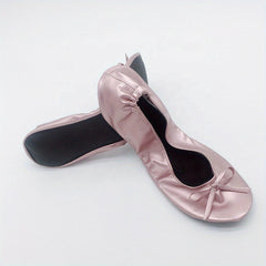 Women's Rollable Ballet Flats Soft Sole Wedding Shoes + Bag