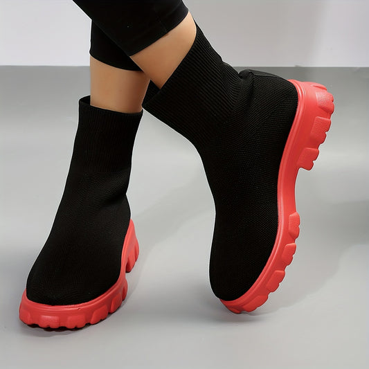 Women's Casual Stretch Knit Mid Calf Sock Boots