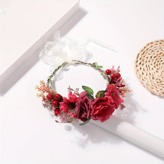 Boho Flower Crown Leaf Berry Wreath Bridal Hair Band Wedding Party