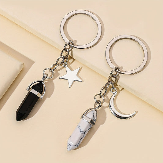 Crystal Decor Keychain Metal Star Moon Key Ring Purse Bag Charm Gift