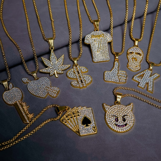 Golden Men's Alloy Hip Hop Cuban Chain