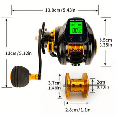 HD Display Fishing Reel 7.2:1 Gear Ratio Magnetic Brake System