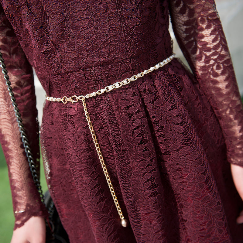 Pearl Waist Chain Women's Decorative Belt Skirt Dress Thin Belt